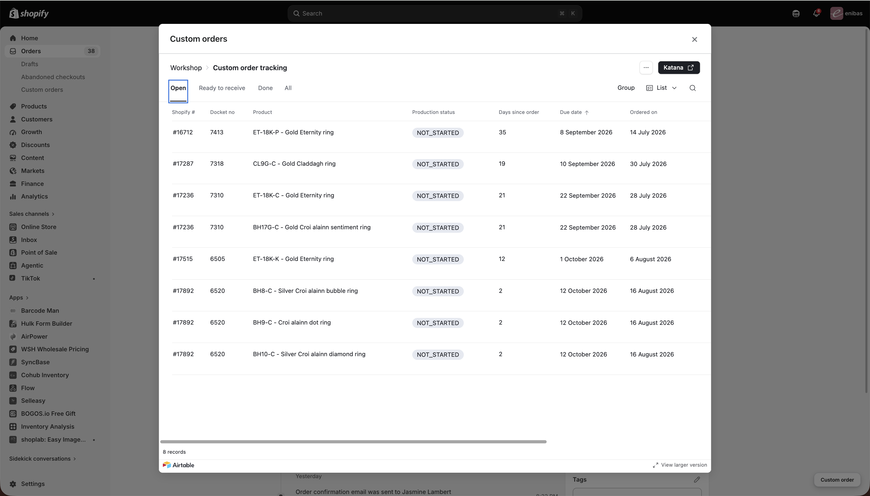 The retail status view